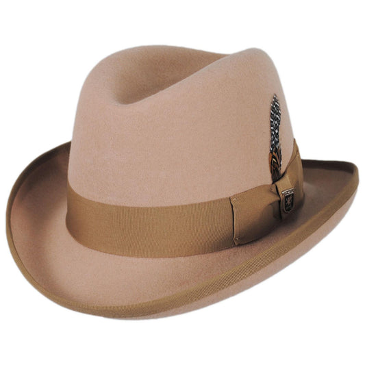 Stacy Adams | Wool Felt Homburg Hat | 130463 | lead | CAMEL