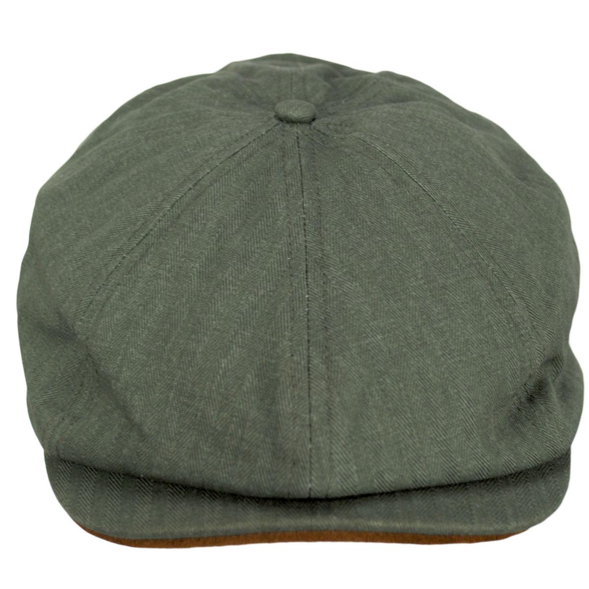 BRIXTON HATS | Fender Factory Cotton Herringbone Brood Newsboy Cap | 161573 | front | OLIVE SURPLUS