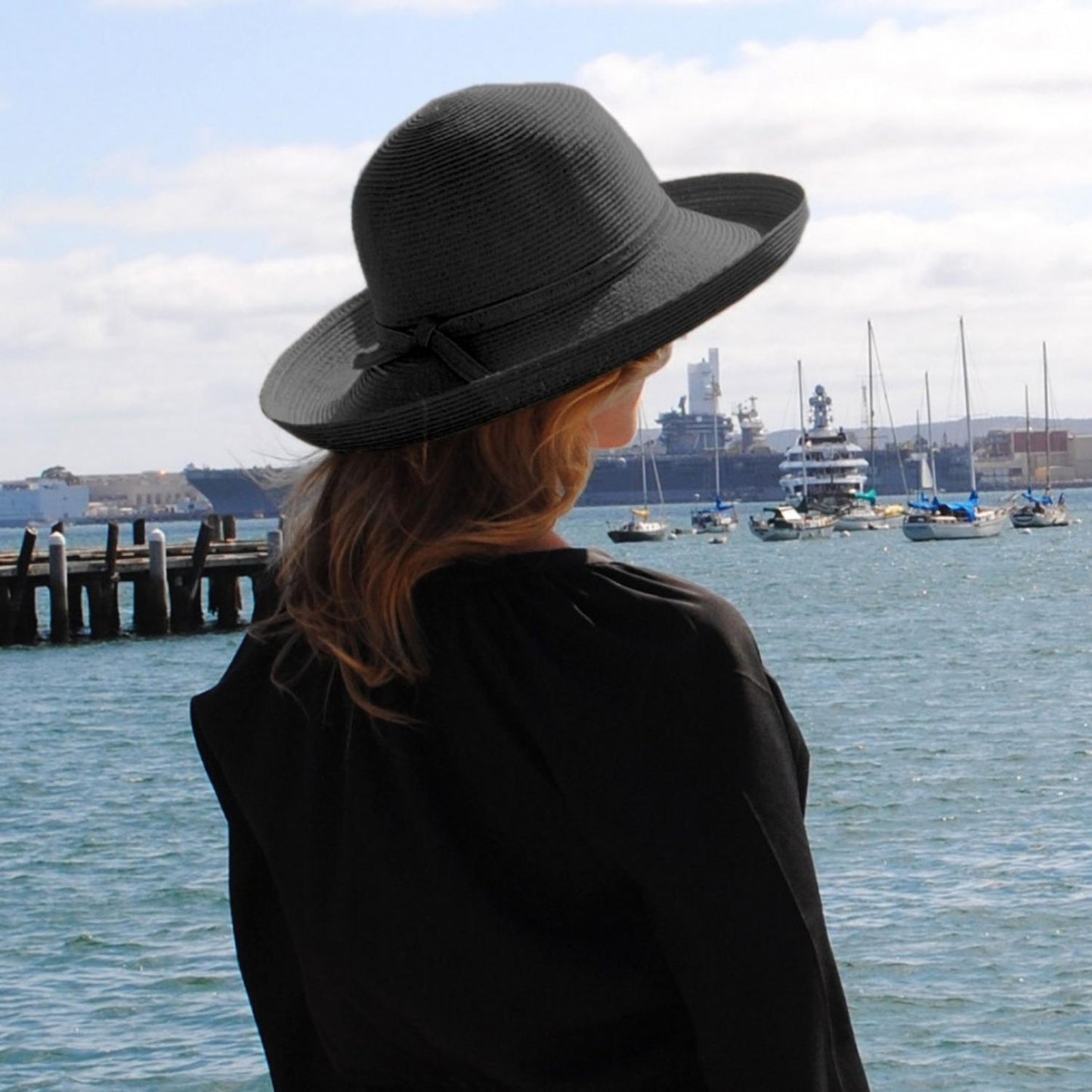 sur la tete | Traveler Toyo Straw Breton Sun Hat | 104200 | lsfone | BLACK