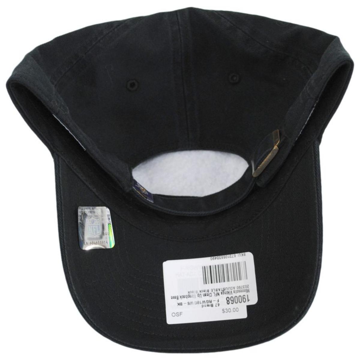 47 Brand | Minnesota Vikings NFL Clean Up Strapback Baseball Cap Dad Hat | 203790 | under | BLACK
