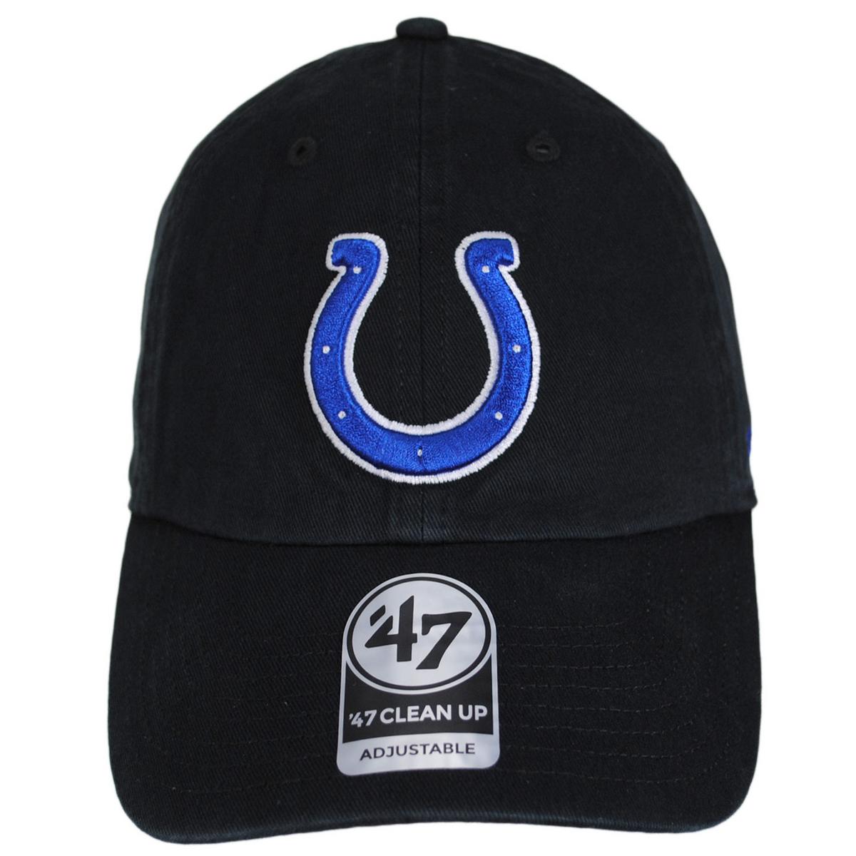 47 Brand | Indianapolis Colts NFL Clean Up Strapback Baseball Cap Dad Hat | 203840 | front | BLACK