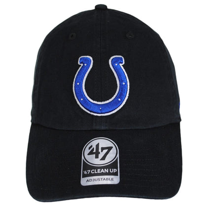 47 Brand | Indianapolis Colts NFL Clean Up Strapback Baseball Cap Dad Hat | 203840 | front | BLACK