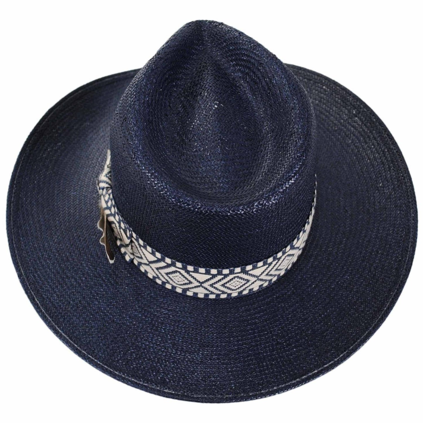 Stetson | Pemberton Shantung Straw Fedora Hat | 127068 | top | NAVY