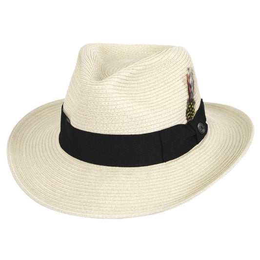 Jaxon Hats | Wholesale Summer C-Crown Toyo Straw Fedora Hat B2B Pre-Pack | B2B129010 | lead | IVORY