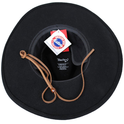 Bailey Western | Joe Eder Crushable Wool LiteFelt Earflap Western Hat | 130142 | under | BLACK