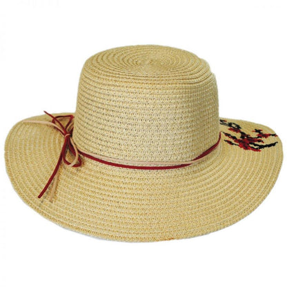 Jeanne Simmons | Kid's Cherry Blossom Toyo Straw Sun Hat | 505607 | front | TAN