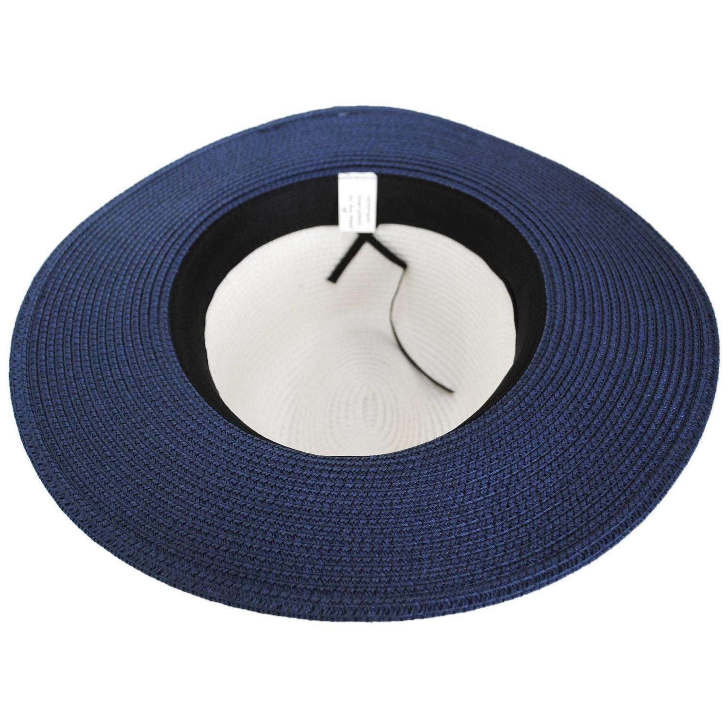 Jeanne Simmons | Two Tone Toyo Straw Fedora Hat | 101821 | under | NAVY