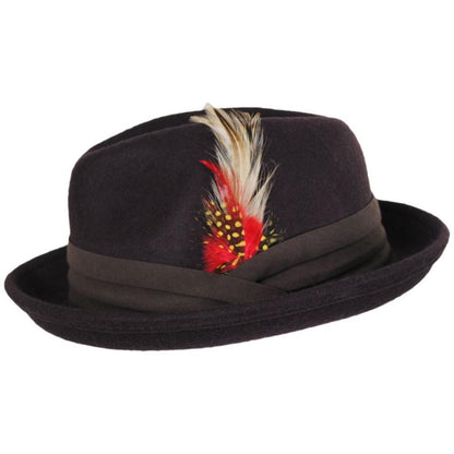 Capas Headwear | Kid's Blues Crushable Wool Felt Trilby Fedora Hat | 507403 | profile | BROWN
