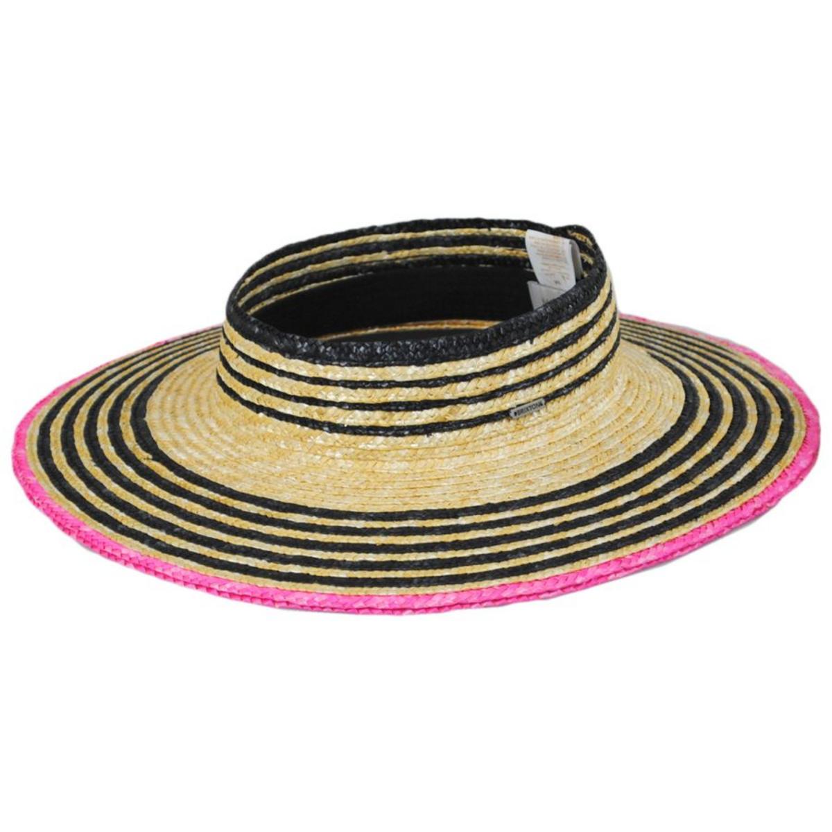 BRIXTON HATS | Joanna Wheat Straw Visor | 198406 | lead | HONEY/BLACK/PINK