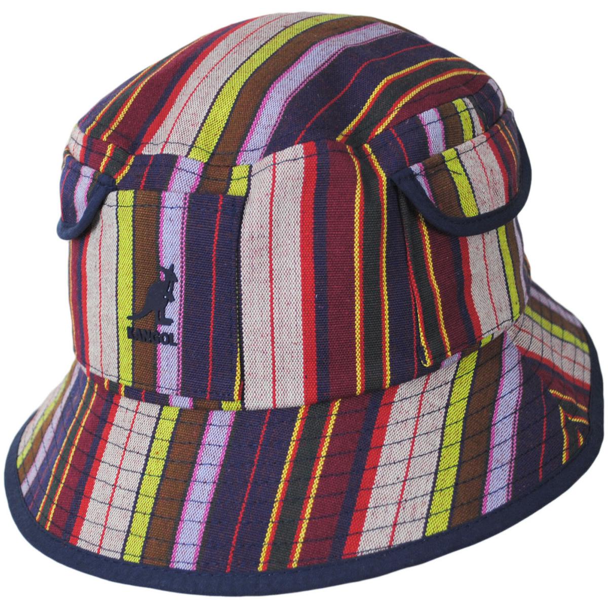 Kangol | Multi Color Stripe Polyester Blend Bucket Hat | 185824 | lead | PREPPY MULTI