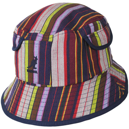 Kangol | Multi Color Stripe Polyester Blend Bucket Hat | 185824 | lead | PREPPY MULTI