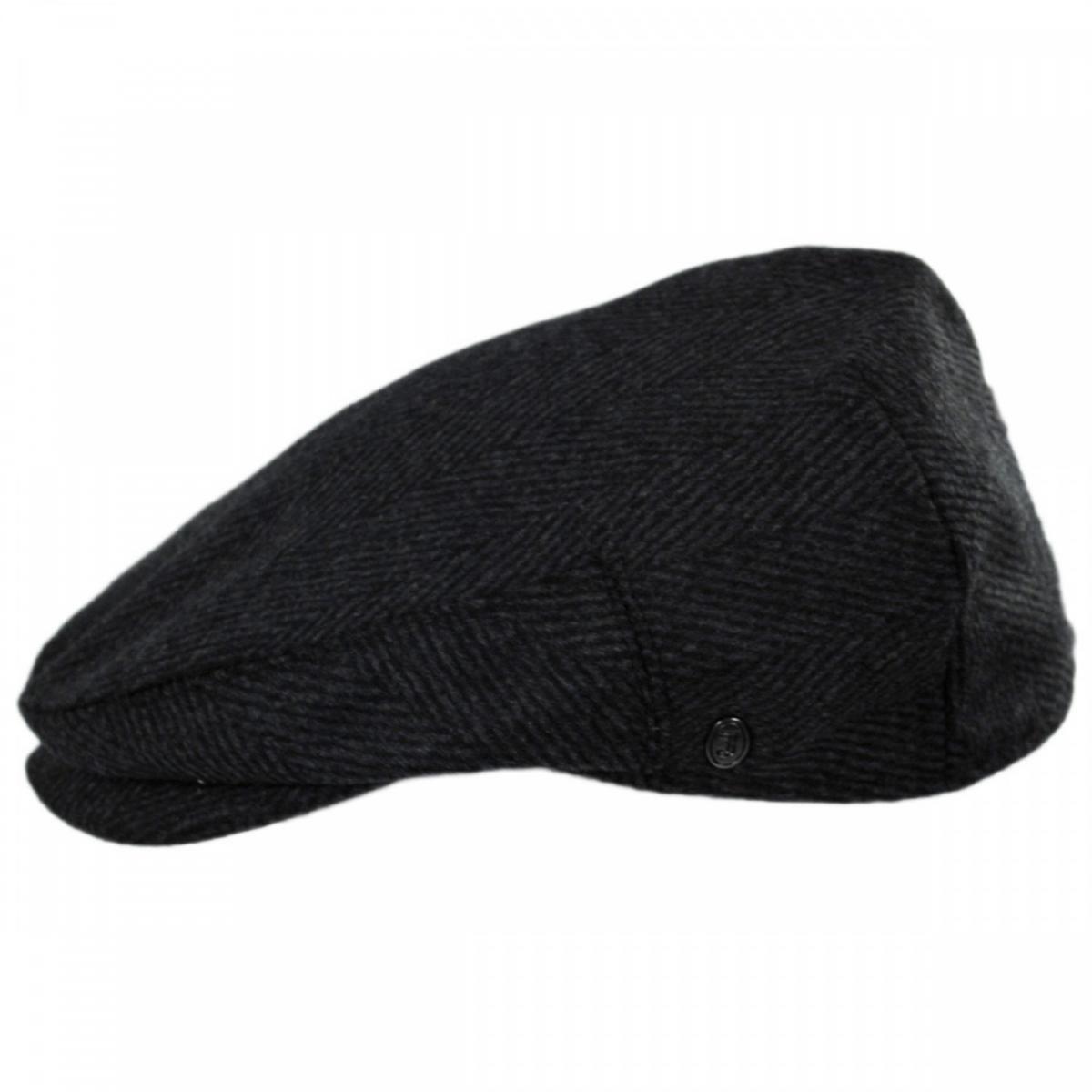 Jaxon Hats | Large Herringbone Wool Blend Ivy Cap | 167759 | profile | CHARCOAL