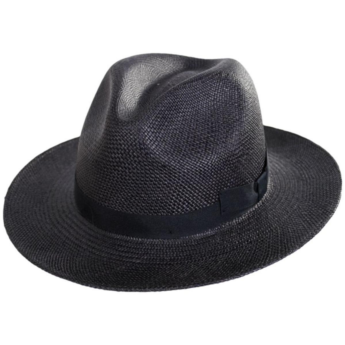 Bigalli | Dante Panama Straw Fedora Hat | 129248 | lead | BLACK