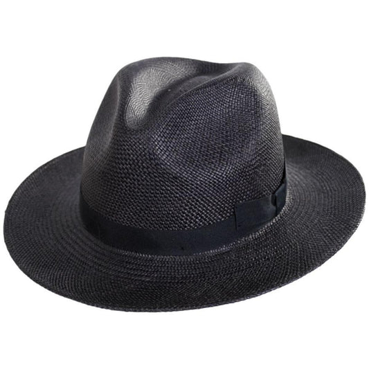 Bigalli | Dante Panama Straw Fedora Hat | 129248 | lead | BLACK