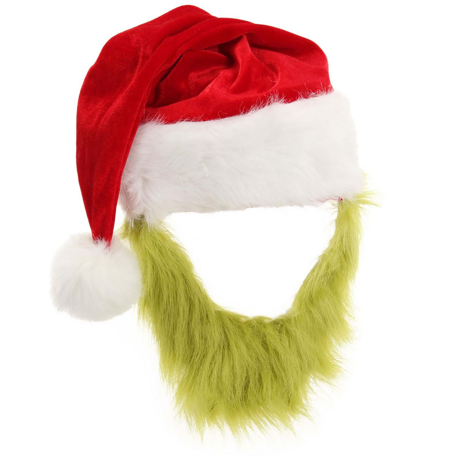 Dr. Seuss | Grinch Plush Hat and Beard | 190467 | lead | RED/GREEN