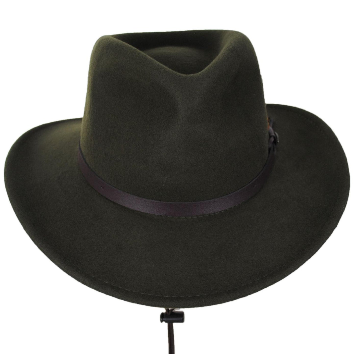 Scala | Stampede Wool Crushable Outback Hat | 130478 | front | OLIVE