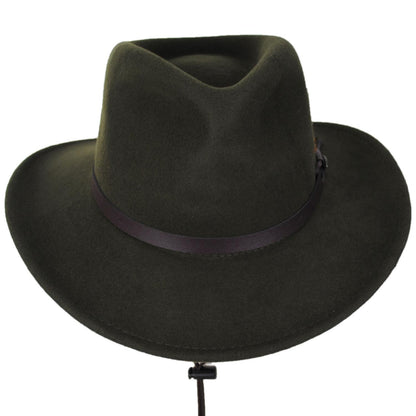 Scala | Stampede Wool Crushable Outback Hat | 130478 | front | OLIVE