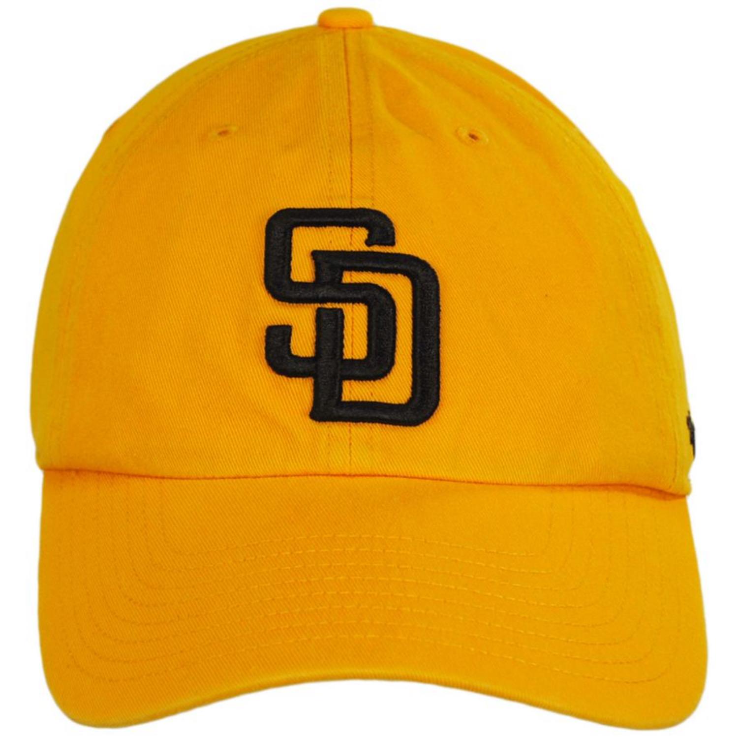 47 Brand | San Diego Padres MLB Clean Up Strapback Baseball Cap Dad Hat | 203003 | front | GOLD