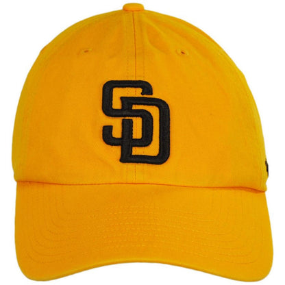 47 Brand | San Diego Padres MLB Clean Up Strapback Baseball Cap Dad Hat | 203003 | front | GOLD