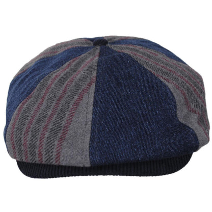 BRIXTON HATS | Altered Threads Cotton Blend Brood Baggy Newsboy Cap | 161577 | front | MEDIUM WASH DENIM
