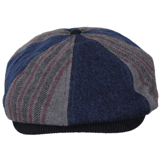 BRIXTON HATS | Altered Threads Cotton Blend Brood Baggy Newsboy Cap | 161577 | front | MEDIUM WASH DENIM