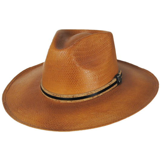 Stacy Adams | Milano Toyo Straw Wide Brim Fedora Hat | 126086 | lead | WHEAT