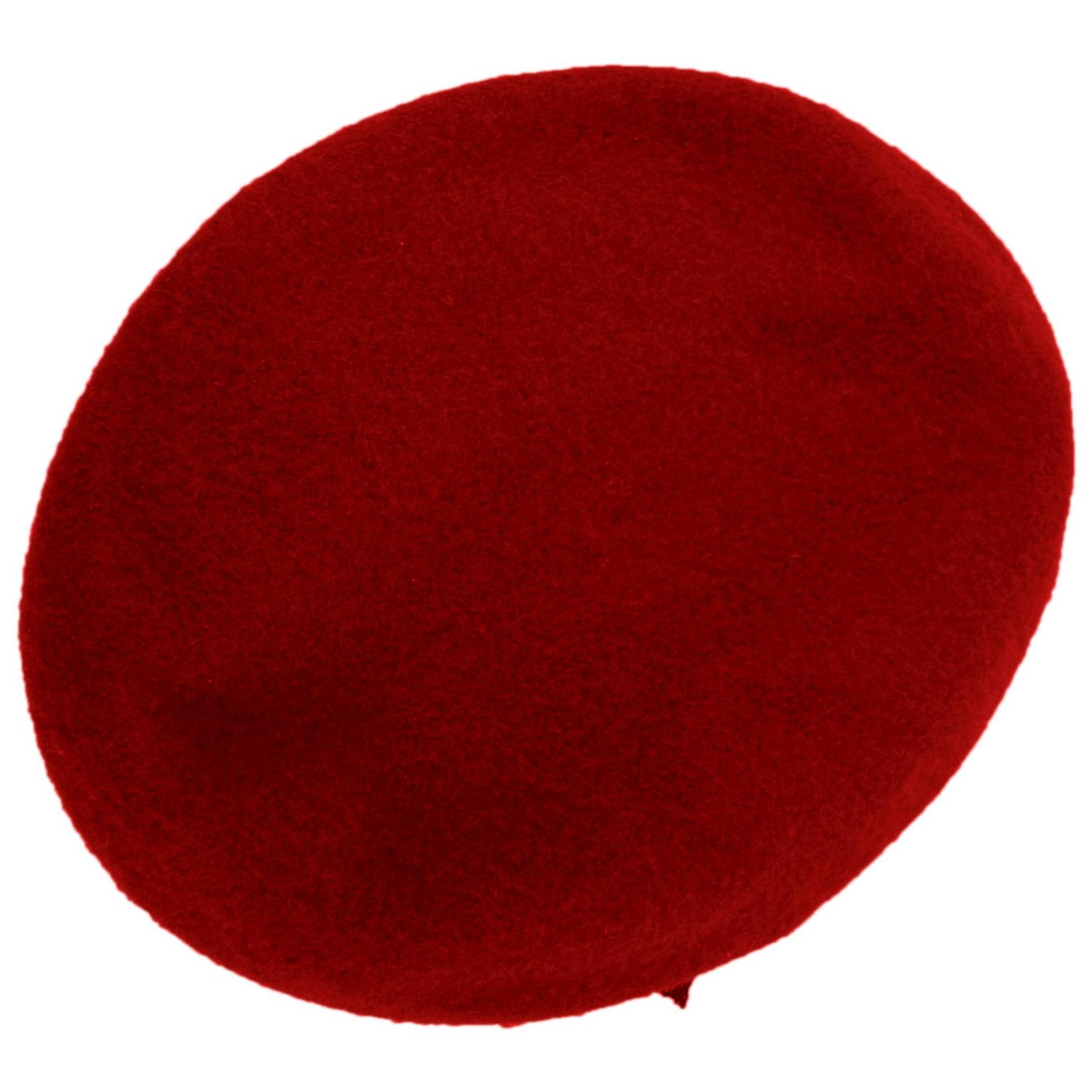 Village Hat Shop | Wool Military Beret with Lambskin Band | 151106 | top | RED