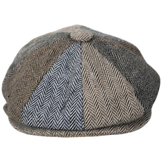 Jaxon Hats | Baby Herringbone Patchwork Wool Blend Newsboy Cap | 512107 | front | MULTI