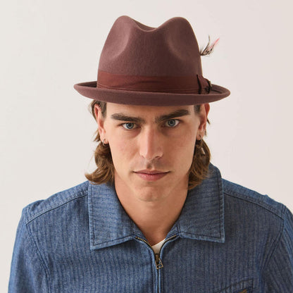 BRIXTON HATS | Gain Wool Felt Fedora Hat - Chestnut | 135600FW | lsmone | CHESTNUT