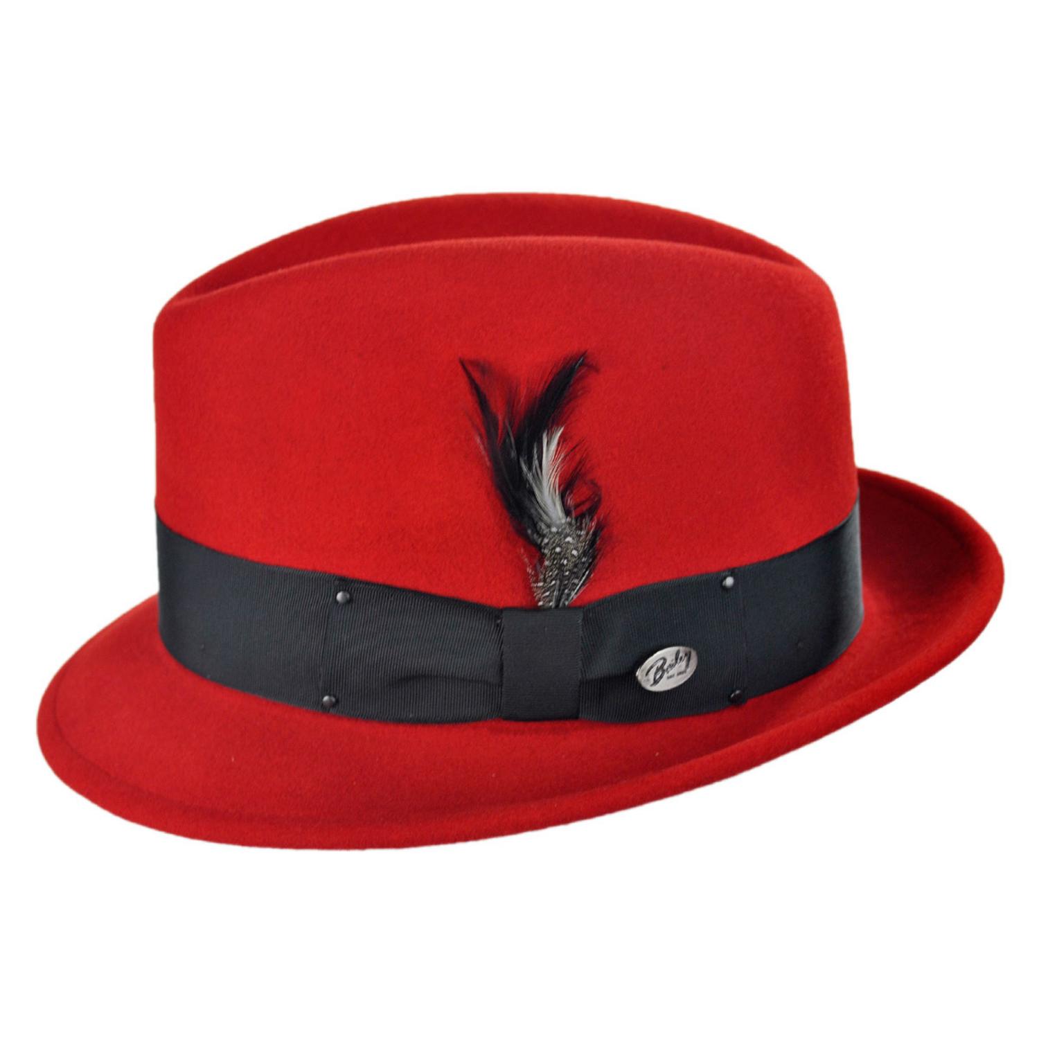 Bailey 1922 | Tino Wool LiteFelt Trilby Fedora Hat - Red | 130008RED | profile | RED