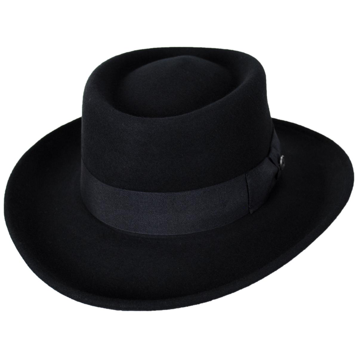 Jaxon Hats | Crushable Wool Felt Gambler Hat | 132003 | lead | BLACK