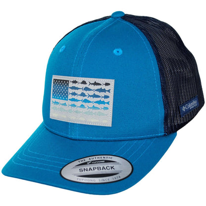 Columbia Sportswear | Kid's PFG Fish Flag Snapback Baseball Cap | 509610 | lead | BLUE ECHO