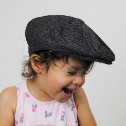 Jaxon Hats | Baby Herringbone Wool Blend Newsboy Cap | 512110 | lsfone | CHARCOAL