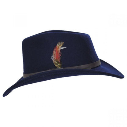 Scala | Dakota Wool Crushable Outback Hat | 130443 | profile | NAVY