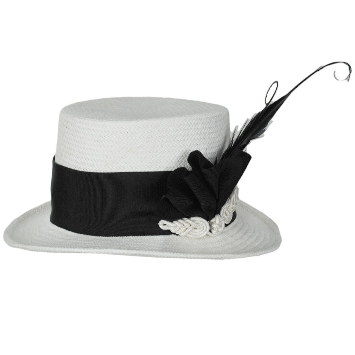 Kathy Jeanne | Tresse Grenouille Toyo Straw Top Hat | 122443 | profile | WHITE