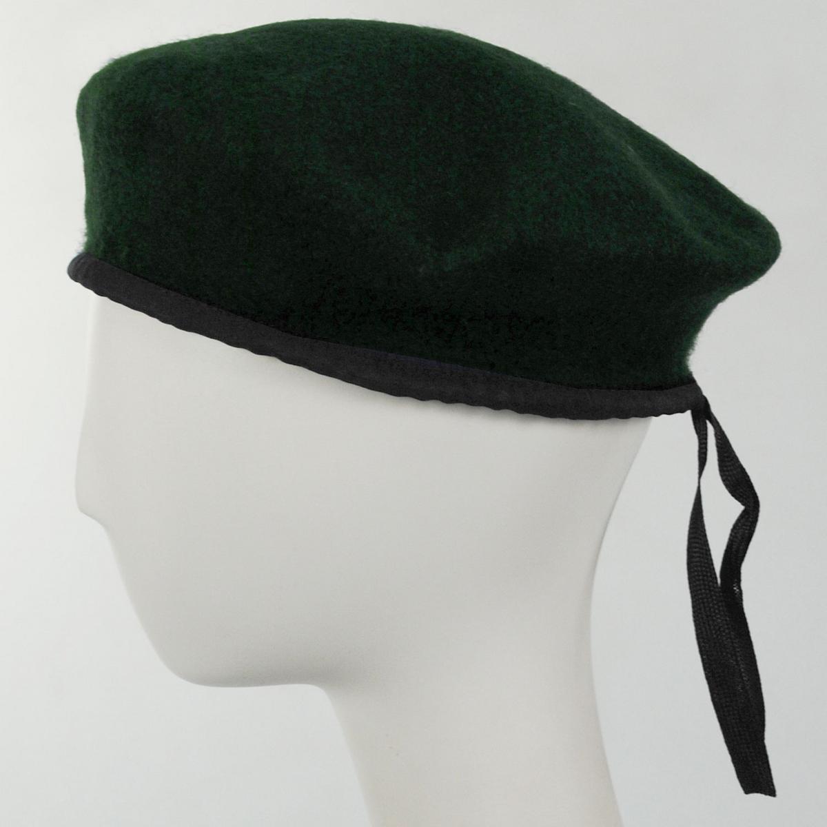 Village Hat Shop | Wool Military Beret | 152540 | profile | DARK GREEN