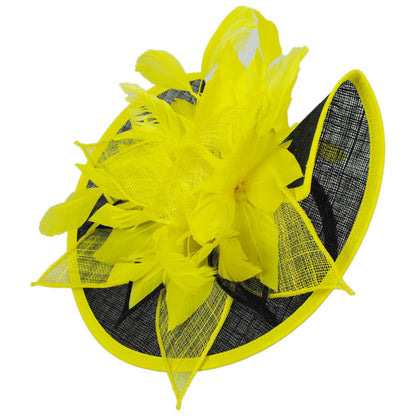 Sophia | Two Tone Folded Sinamay Straw Fascinator Hat | 122902 | lead | YELLOW