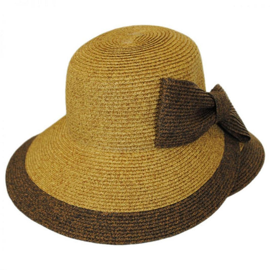 Jeanne Simmons | Overlap Brim and Bow Toyo Straw Sun Hat | 101705 | lead | TOAST/BROWN