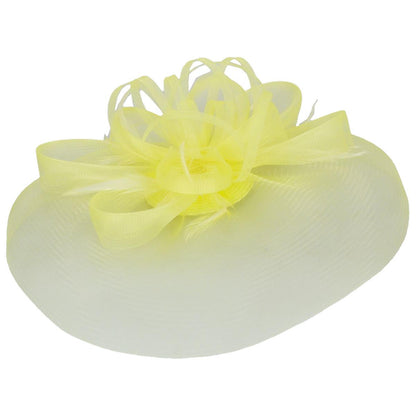 Kathy Jeanne | Firework Horsehair Mesh and Feather Fascinator Hat | 122411 | lead | YELLOW