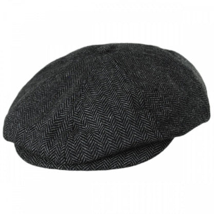 BRIXTON HATS | Brood Herringbone Wool Blend Newsboy Cap | 161512 | lead | GREY/BLACK