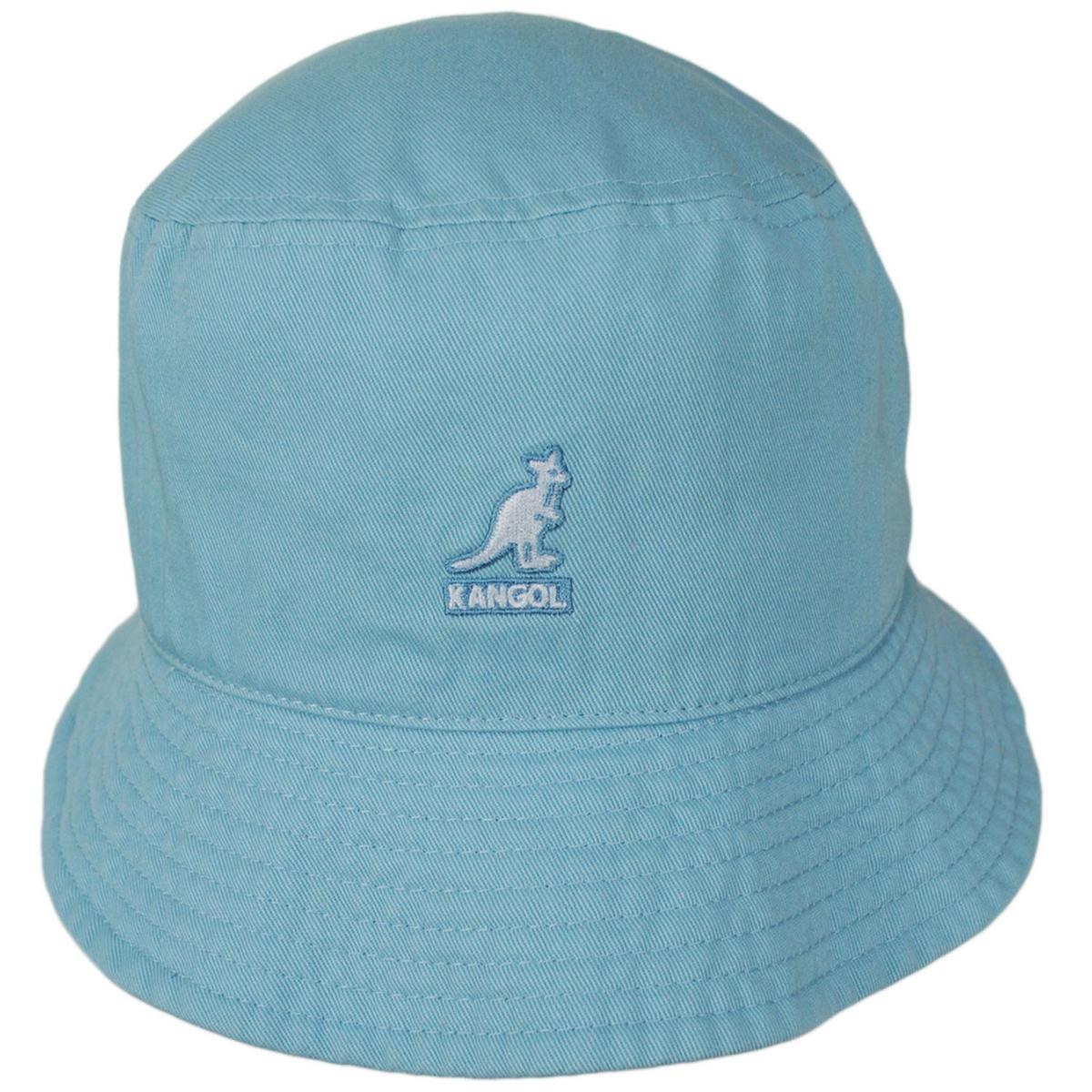 Kangol | Washed Cotton Bucket Hat - Blue Tint & Electric Pink | 185701BTEP | front | BLUE TINT