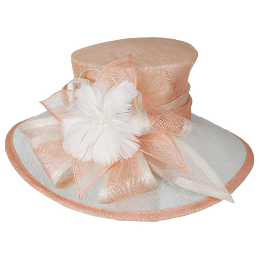 Sophia | Poudre Sinamay Straw Boater Dress Hat | 122982 | lead | PINK