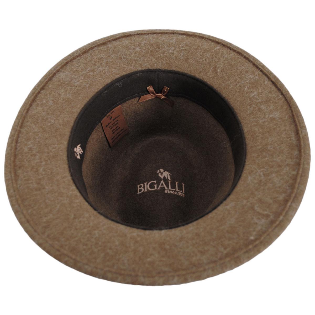 Bigalli | Andes Alpaca and Wool Felt Safari Fedora Hat | 131440 | under | BROWN MELANGE