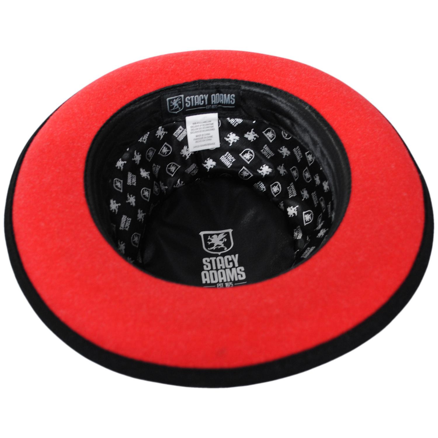 Stacy Adams | Mickey Wool Felt Fedora Hat | 130425 | under | BLACK/RED