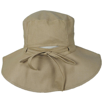 Scala | Alma Ponytail Cotton Bucket Hat | 106443 | detailone | DESERT
