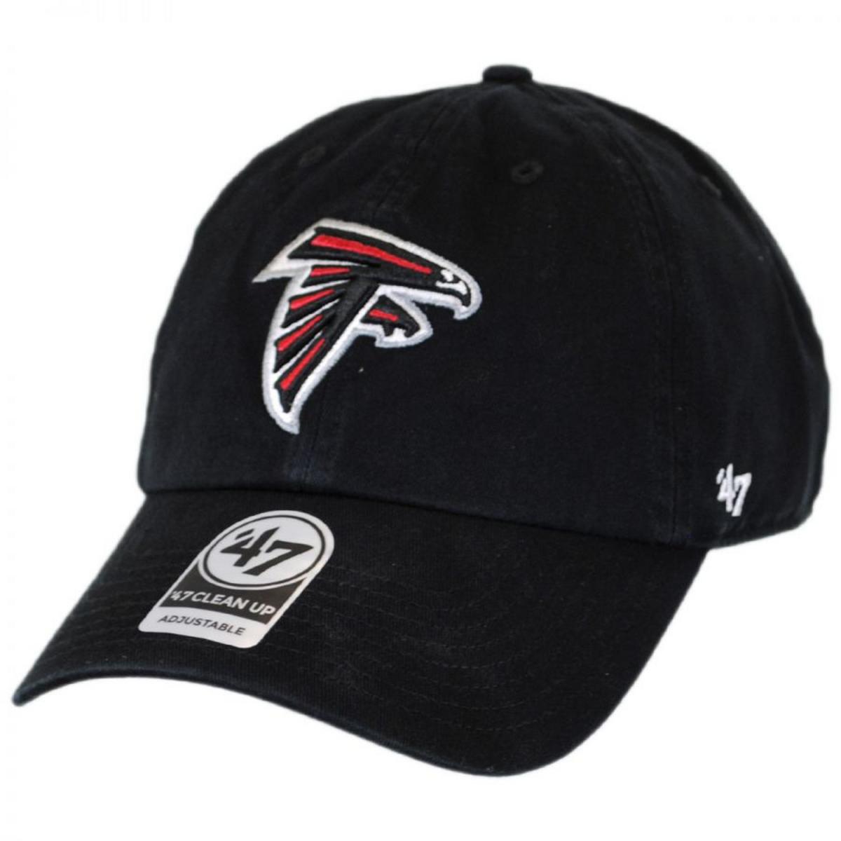 47 Brand | Atlanta Falcons NFL Clean Up Strapback Baseball Cap Dad Hat | 203550 | lead | BLACK
