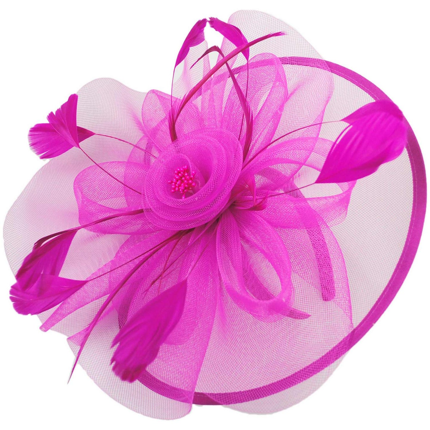 Sophia | Floral Mesh and Ribbon Fascinator Hat | 122905 | lead | FUCHSIA