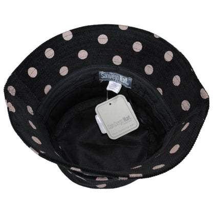 San Diego Hat Company | Kid's Polka Dot Cotton Corduroy Bucket Hat | 508834 | under | BLACK