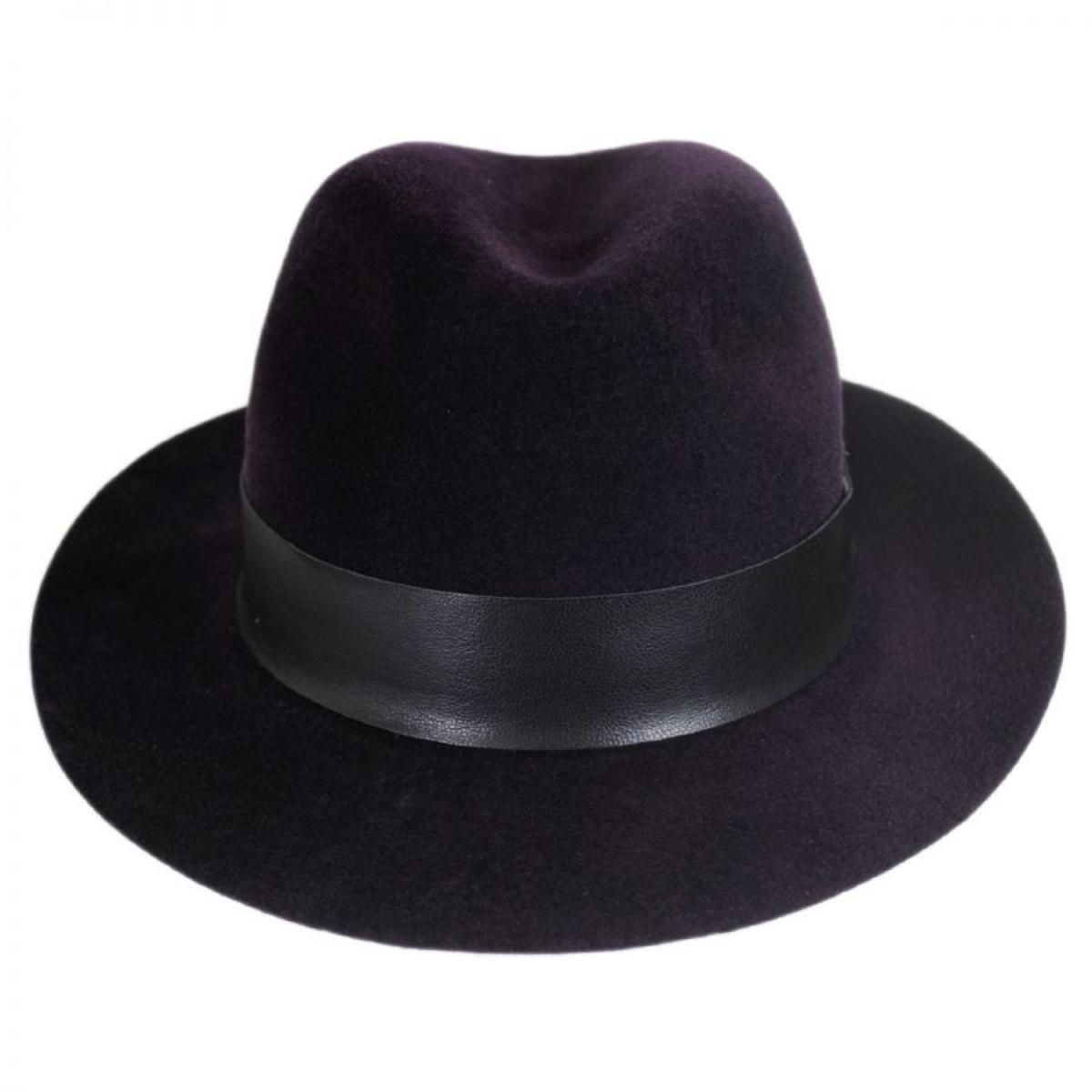 Bailey 1922 | Flume Velour Fur Felt Fedora Hat | 130332 | front | AUBERGINE