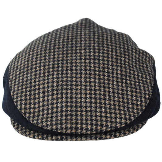 BRIXTON HATS | Hooligan Wool Houndstooth Ivy Cap | 161582 | front | NAVY/SAND HOUNDSTOOTH